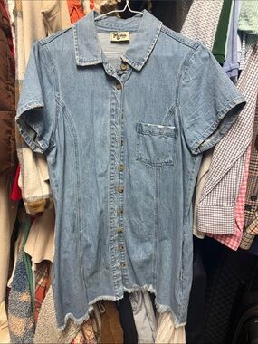 Show me your Mumu Light Wash Denim Button-Up Tunic